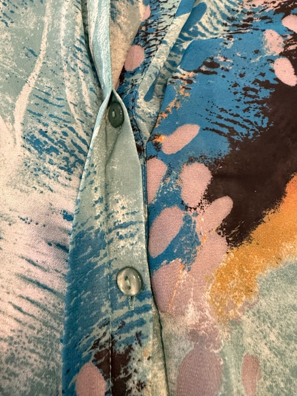 Ambrosia semi sheer long sleeves top artsy peacock colors SZ 14 - Picture 5 of 14